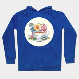 Whimsical Teacup With Flowers Hoodie